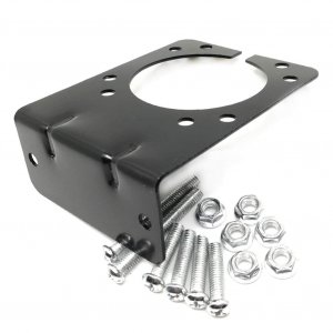 CARROFIX Trailer Wiring Harness Mounting Bracket for 7-Way RV Blade Connector Sockets, Vehicle-End, Heavy Duty, Black