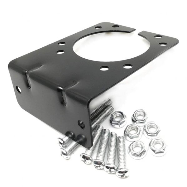 CARROFIX Trailer Wiring Harness Mounting Bracket for 7-Way RV Blade Connector Sockets, Vehicle-End, Heavy Duty, Black