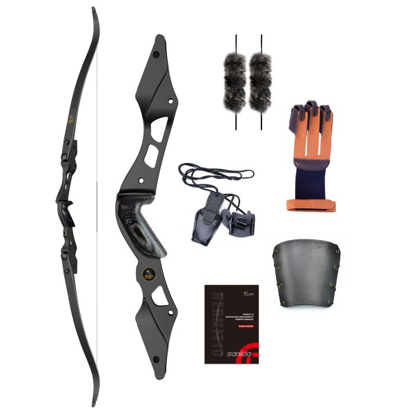 Sanlida Hermit 10 ILF Hunting Recurve Bow Kit for Adults 62" 30-55 Lbs Archery Recurve Bow, CNC ILF Riser, Carbon & Graphite Foam Core ILF Limbs, RH Only, Limited Life-time Warranty (62", 45 Lbs)
