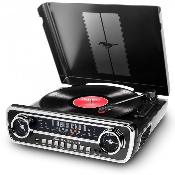 Ion MUSTANGLPBLK Audio Ford Lp-4-In-1 Classic Car Styled Music Center Black