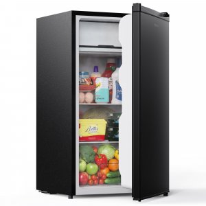 Upstreman 3.2 Cu.Ft Mini Fridge with Freezer, Black-BR321