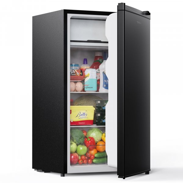 Upstreman 3.2 Cu.Ft Mini Fridge with Freezer, Black-BR321