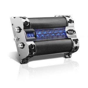 Boss CAP8 8 Farad Capacitor digital voltage meter black chrome active light show