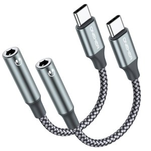 OneKer USB Type C to 3.5mm Headphone Jack Adapter, (2-Pack) USB C to Aux Female Audio Dongle Cable Cord Compatible with iPhone 17/16 Pro/15 Plus/15 Pro Max,iPad Pro,MacBook