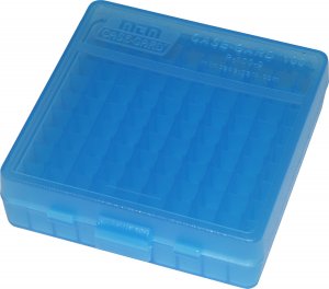 MTM P100924 Ammo Box 100 Round  9mm/380ACP (Clear Blue)