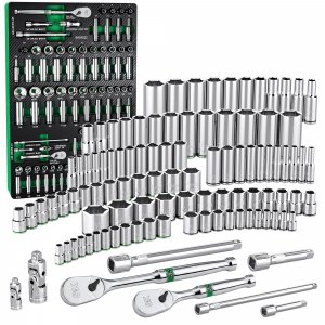 SK 1/4" & 3/8" Drive Socket Set with 90-Tooth Ratchet, SAE & Metric