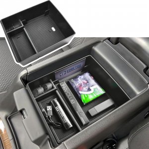 EDBETOS Acadia Center Console Organizer Compatible with 2017-2023 GMC Acadia Accessories SLE SLT AT4 Denali Armrest Box Insert Tray Secondary Storage Pallet ABS Plastic Material, Black