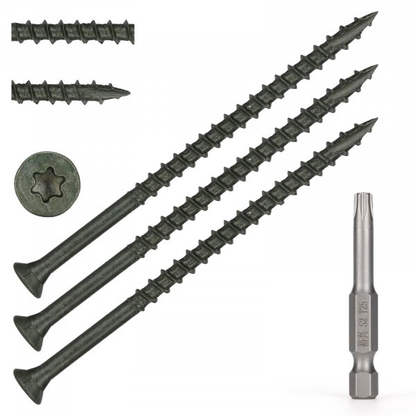 Bobibbi Wood Screws #10 x 3-1/2’’, T25 Star Torx Drive Flat Head Deck Screws, Green, 58Pcs (1lb)