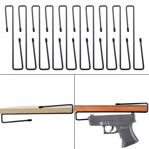 Adoreal 10 PCS Gun Rack, Pistol Rack for Gun Safe Shelf or Stack On Gun Cabinet, Gun Safe Accessory, Handgun Hanger Pistol Organizer for Display (Hand Made in USA)