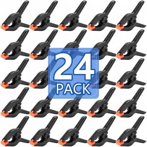 24 Pack 3.5 inch Plastic Spring Clamps, Black Heavy Duty Clips, Backdrop Clips, Plastic Clamps for Crafts, Backdrop Stand, Woodworking, Photography