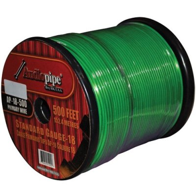 Audiopipe AP18500GR 500' Foot 18 Gauge Green Primary Wire