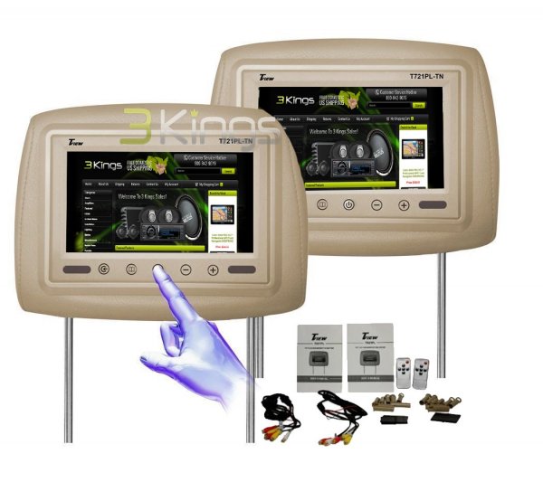 TView T921PLTAN 9 Headrest Monitors (Pair) with IR Transmitter (Tan)