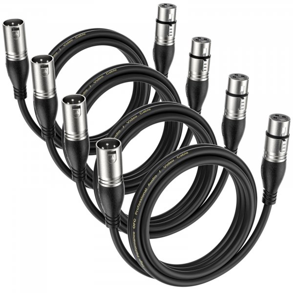 EBXYA XLR Cable 6ft 4 Packs Microphone Cable with 3-Pin XLR Male to Female