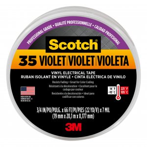 3M Scotch Vinyl Color Coding Electrical Tape 35, 3/4 in x 66 ft, Violet - 11271-BA-5