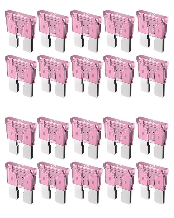 Riseuvo 20Pcs 50A Standard Car Fuses - 50 AMP Automotive Fuses(ATO/APR/ATS), 32V (12/24V) Blade Fuse for RV/Truck/SUV
