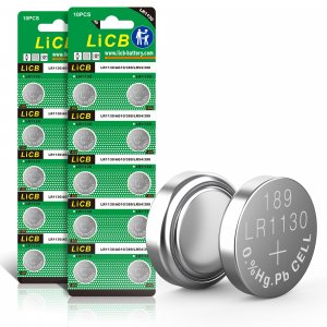 LiCB 20 Pack LR1130 AG10 Battery 1.5V Long-Lasting Alkaline Button Cell Batteries