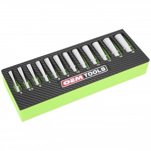 OEMTOOLS 23986 12 Piece Deep 1/4 Drive Socket Set, Deep Socket Set Metric 5-15mm, Heat-Treated Alloy Steel Sockets, Hard Chrome Finish, EVA Tray Storage