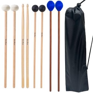 VixxNoxx 4 Pairs Drum Mallets Kit - Felt Timpani, Rubber, Marimba, 5A