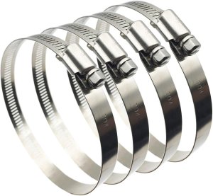EesTeck 4" (Diameter) Adjustable 304 Stainless Steel Duct Clamps Hose Clamp Pipe Clamp Air Ducting Clamp worm drive hose clamps (4Pcs, 91mm-114mm)