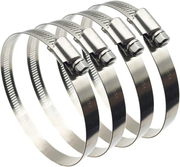 EesTeck 4" (Diameter) Adjustable 304 Stainless Steel Duct Clamps Hose Clamp Pipe Clamp Air Ducting Clamp worm drive hose clamps (4Pcs, 91mm-114mm)