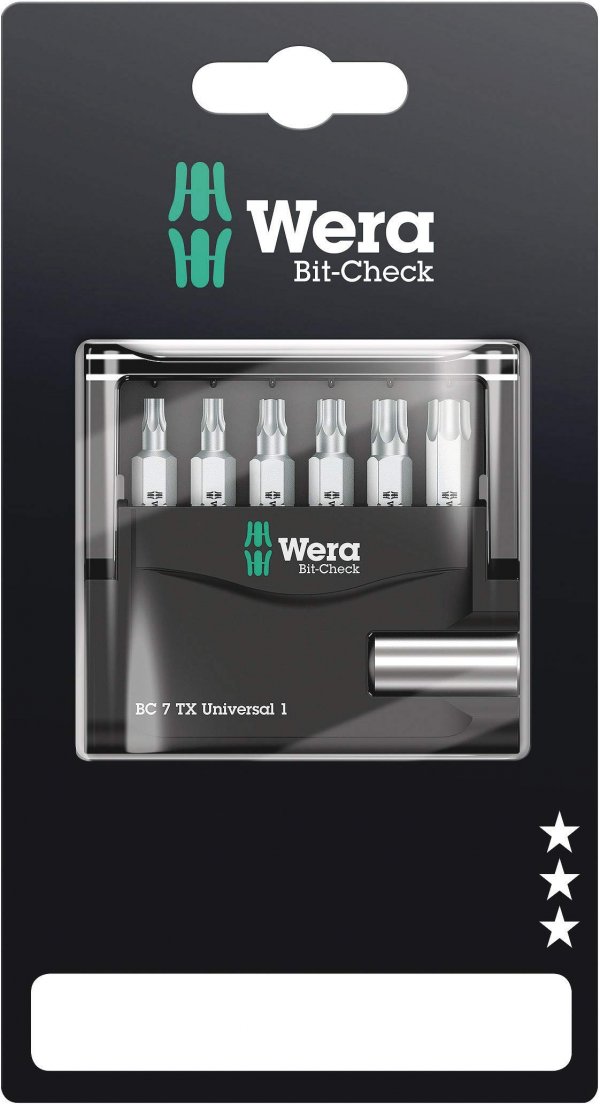 Wera 073404 6 Piece Professional Torx TX10-TX40 Mini Bit Check,5073404001