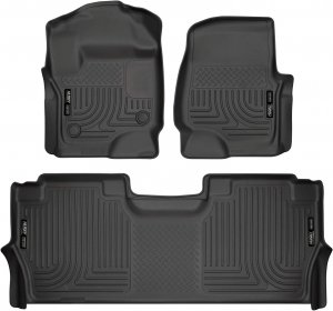 Husky Liners Weatherbeater Floor Mats | Fits 2017-2026 Ford F-250/F-350/F-450 Crew CAB with Factory Carpet & with Factory Underseat Storage ONLY | Front & 2nd Row, 3-pc Black - 94061