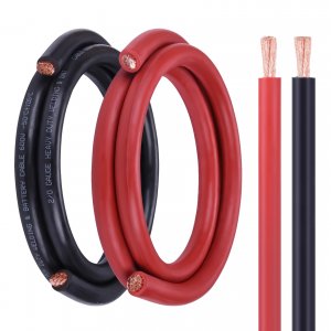 Geosiry 2/0 Battery Cable, 5FT Red + 5FT Black 2/0 Welding Cable, Stranded Oxygen-Free Pure Copper Wire for Automotive, Battery, Solar, Marine and Generator