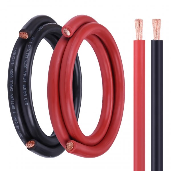 Geosiry 2/0 Battery Cable, 5FT Red + 5FT Black 2/0 Welding Cable, Stranded Oxygen-Free Pure Copper Wire for Automotive, Battery, Solar, Marine and Generator