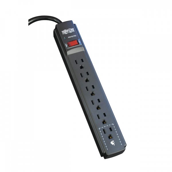 Eaton Tripp Lite Series 6 Outlet Surge Protector Power Strip, 6ft Extension Cord, 900 Joules, 15A Circuit Breaker, UL Certified, Black (TLP606B)