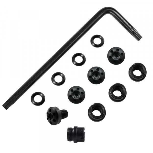 Cool Hand 1911 Grip Screws & Bushings for 1911 Full Size/Compact, T10 Torx Key, 4 O Rings, Stainless Steel, Black, 1911-BUSH-SCR