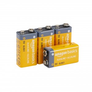Amazon Basics 4-Pack 9V Long-Lasting Alkaline Batteries for Smoke Detector, Electronics & Audio, 5-Year Shelf Life