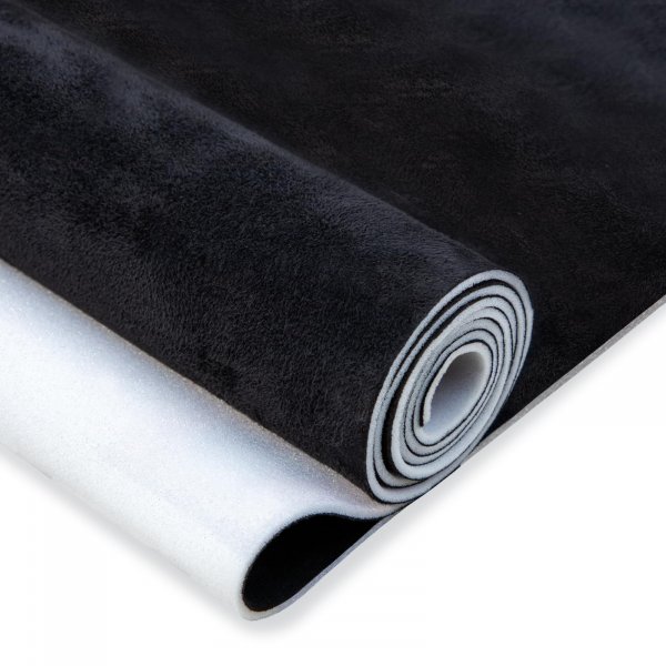 Hiksuky Suede Auto Headliner Fabric 98" L × 60" W with Foam Backing - Black Interior Replacement Material for Car/Truck/SUV/RV Roof, Tube Packaging - Home Repair/DIY Headliner Material