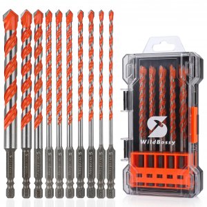 Concrete Carbide Drill Bits, Hex Shank Masonry Drill Bit,5/32"-1/2"(10PCS)