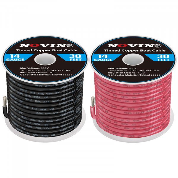 14 Gauge Marine Wire 14 AWG Marine Grade Wire,14 Gauge 30FT Red &30FT Black
