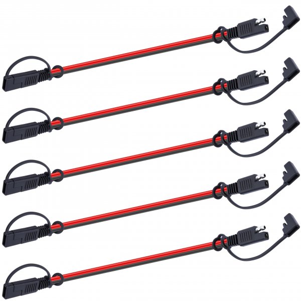 5 PCS 12 Gauge Quick Disconnect Polarized Wire Harness, 12 Inch Heavy Duty SAE Connector Bullet Lead Cable, 12 Volt Connectors 2 Pin with Waterproof Caps for Motorcycle Car Tractor