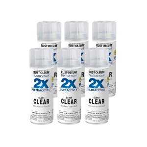 Rust-Oleum 334029-6PK Painter's Touch 2X Ultra Cover Spray Paint, 12 oz, Gloss Clear, 6 Pack