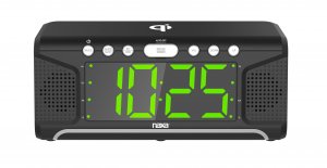 NAXA NRC-190 Dual Alarm Clock with QiÂ® Wireless Charging (1.8" Jumbo Display)