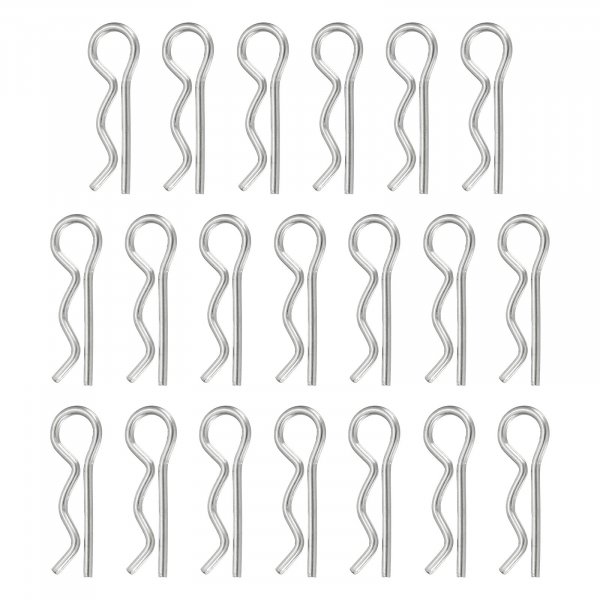 uxcell 50 Pcs Hitch Pin Clip, 1.2mm x 21mm R Clips 304 Stainless Steel Retaining Wire Hair Pins Cotter Pin Assortment Kit Clips for Trailer Tractors Mower Carts Truck Pin Clip, Silver