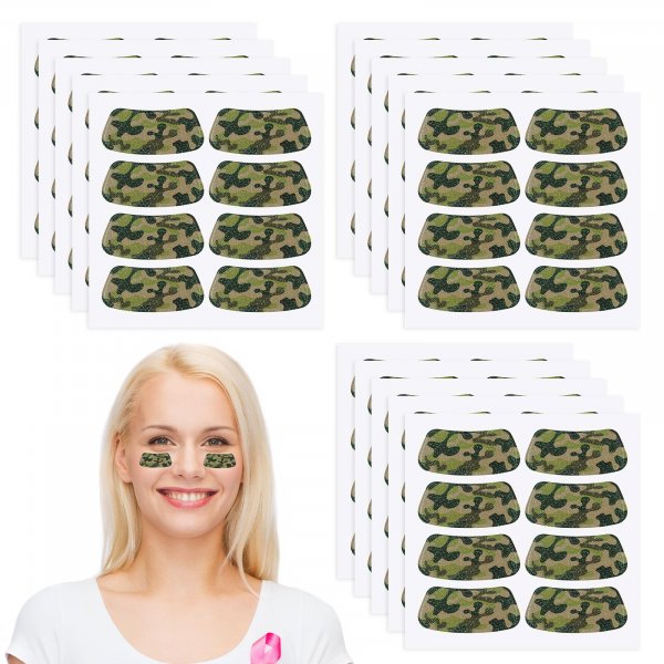 Cholemy 120 Pairs Eye Black Stickers Bulk Baseball Glitter Stickers Football Softball Party Favor Spirit Day Accessories(Camouflage,Green2)