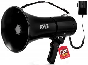 Pyle PMP53IN Megaphone PA Bullhorn w/Siren Alarm Mode & Coiled Handheld Mic