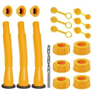 Gas Can Spout Replacement Kit, Gas Can Nozzle Replacement (3 Kit-Yellow) All gaskets are installed and ready to use upon receipt. For 1/2/5/10 gallon gas can. Easy and convenient to use