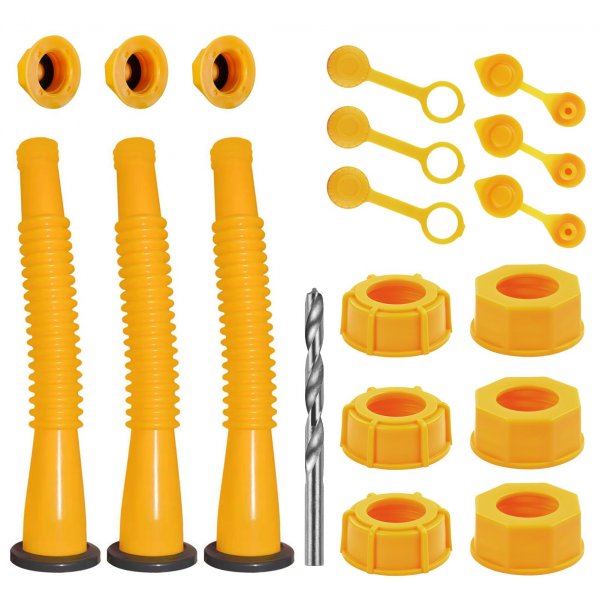 Gas Can Spout Replacement Kit, Gas Can Nozzle Replacement (3 Kit-Yellow) All gaskets are installed and ready to use upon receipt. For 1/2/5/10 gallon gas can. Easy and convenient to use