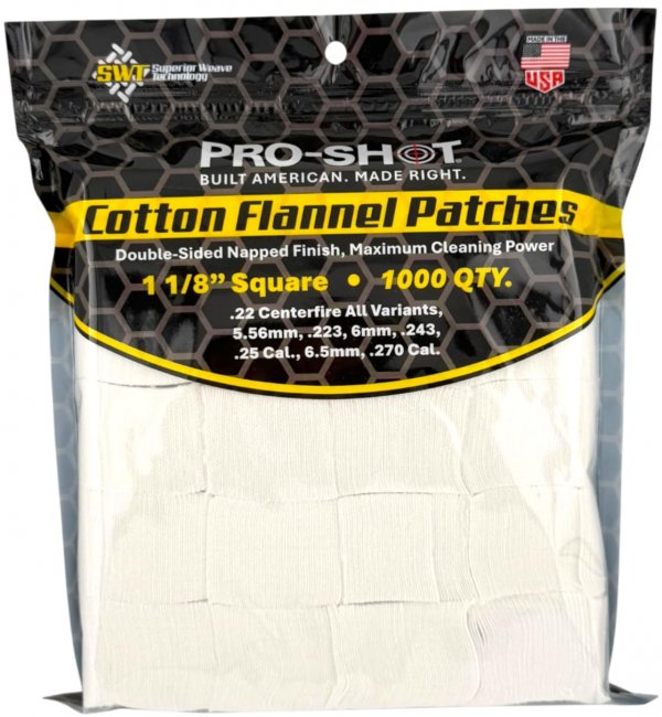 Gun Cleaning Patches - 1,000 Count - 1 1/8 Inch - Square