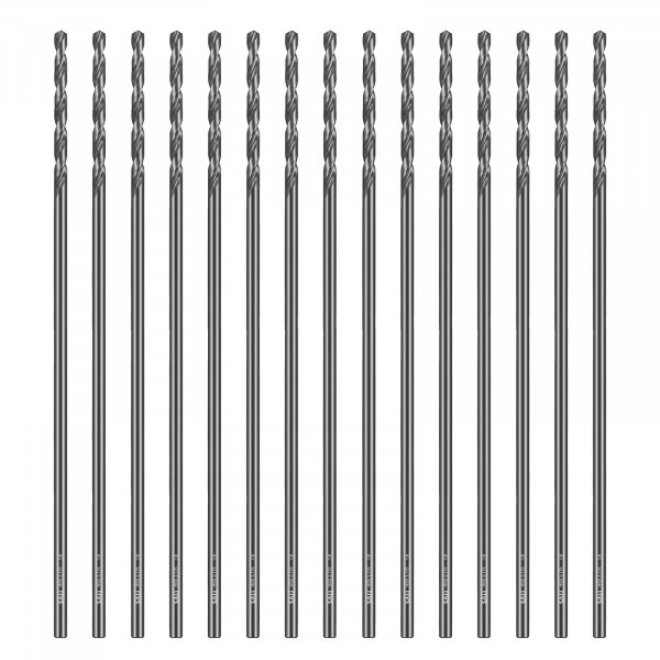 SALI Cobalt Aircraft Extension Drill Bits 15 pcs,1/8"×6" Long Length Drill Bits for Drilling into Sheet Metal, Stainless, Aluminum, Wood, & Copper