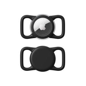 Waterproof Airtag Holder for Dog Collar, Soft Full-Body Protective Airtag Holder for Dog & Cat Collars, Ultra-Durable, Easy Installation, Lightweight Clear Airtag Case (Black, Regular)