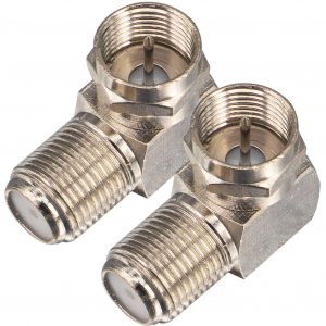 Onelinkmore Coaxial Cable Right Angle Connector F Type Female to Male Adapter Right Angle Coax Connector F Male to Female RG6 Adapter for Coax Cable and Wall Plates 90 Degree Pack of 2