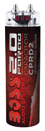 Boss Audio CPRD2 2 Farad Capacitor w/ Digital Voltage Display