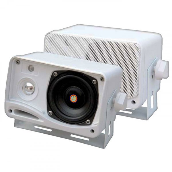 Pyle PLMR24 3.5" 3 Way 200 Watt White Marine Boat Box Speakers (pair)