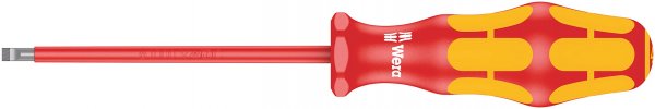 Wera 05006100001 Kraftform Plus VDE 160i Slotted Insulated Screwdriver, Without Lasertip, 2.5mm Head, 3 1/8" Blade Length