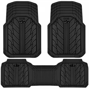 CAR PASS Heavy Rubber Car Floor Mats, Deep Waterproof Car Mats All Weather, Universal Trim-to Fit Automotive Floor Mats for Car SUV Truck Van, Durable Floor Liners Solid Black